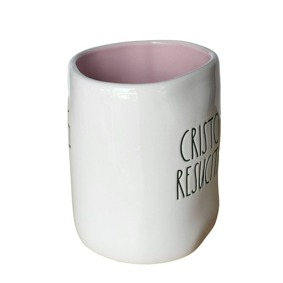 Cross And Message Design Cristo Ha Resucitado White Pink Ceramic Coffee Mug 16oz - Picture 5 of 12